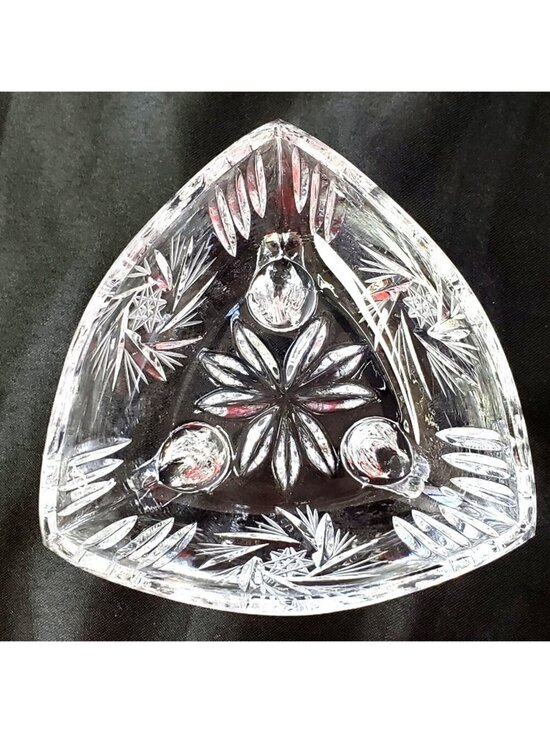 Hazel Atlas Other - VTG Hazel Atlas Triangular Crystal Candy Bowl Footed Pinwheel Design 4.5 inch